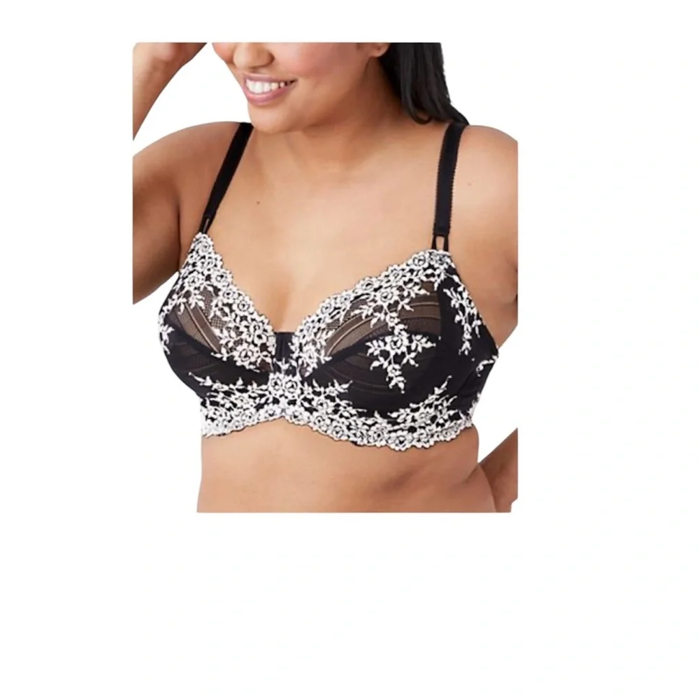 Wacoal Embrace Black Lace Underwire Bra Sz 38C